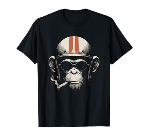 Cigar Smoking Monkey Casque de Moto rétro Vintage T-Shirt