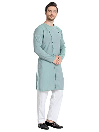 Image of OM SAI LATEST CREATION Multicolored, Full Sleeve, Mandarin Collar, PALN Batik Long Plain Kurta for Men