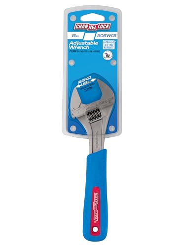 Channellock 808WCB 8-Inch Chrome Adjustable Wrench with Code Blue Grips
