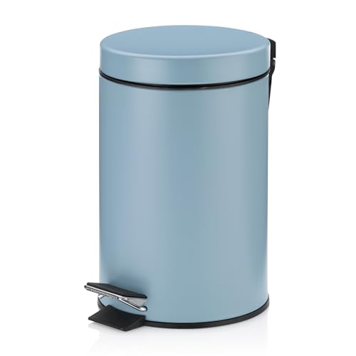 kela Seau à cosmétique bleu 3l, poubelle à pédale en métal pour la salle de bain, poubelle de salle de bain avec seau intérieur et anse, MONACO, bleu...