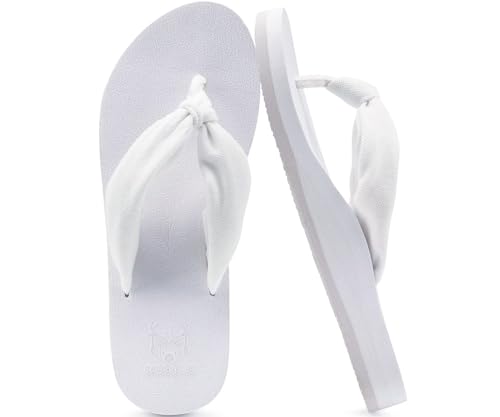 KuaiLu Tongs Femme Tissu été Flip Flops Plage et Piscine Adulte Soutien Voute Plantaire Tongue Sandales Cuir Orthopedique Yoga Mousse Antidérapantes...