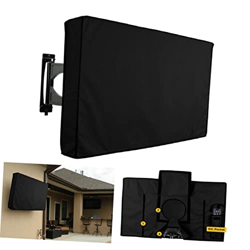 Housse de protection TV extérieure Lurrose noire résistante aux intempéries avec microfibre