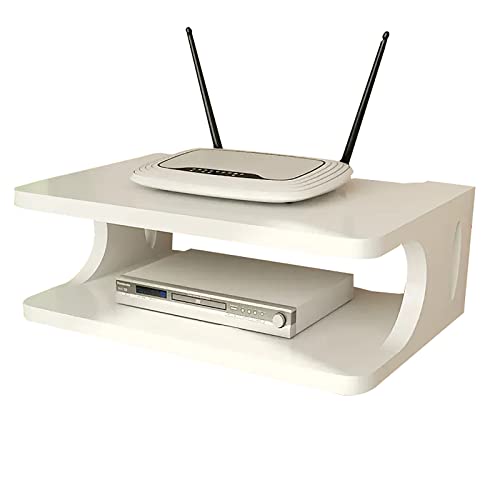 Estante de pared para TV, estante flotante de madera para centro de entretenimiento, consola multimedia para reproductor de DVD, TV Box, router, mandos a distancia, WiFi, juegos, estantería de audio y