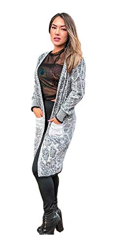 Sobretudo Trench Coat Feminina Estilo Quimono (cinza Mescla, M)