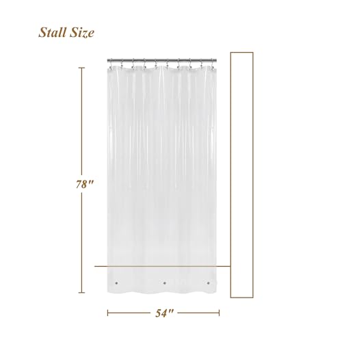 Image of Mrs Awesome Clear PEVA Shower Curtain Liners with 3 Magnets, Water Proof Plastic Shower Liner for Bathroom or Shower Stall, 54x78