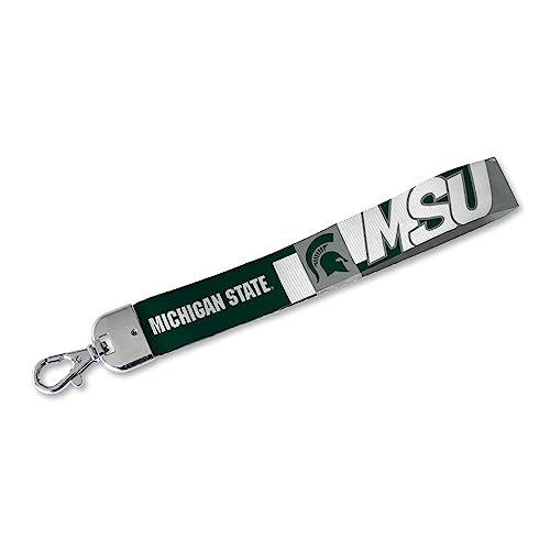 Rico Industries NCAA Michigan State Spartans Wrist Lanyard Key Chain, Cute Wristlet Strap Keychain Holder for Women Men Car Keys ID Badges Card Wallet Phone Camera