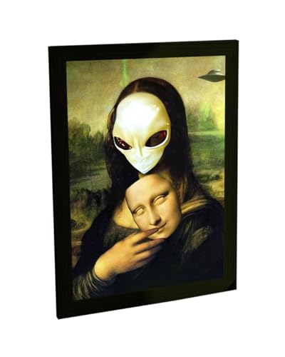 Quadro Decorativo A4 Engraçado Monalisa Alien Et Decoração