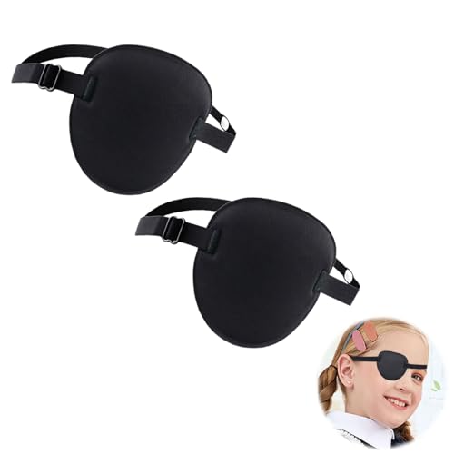 LBJFYHJN 2 paires de cache-œil pirate, bandeau oculaire, 3D réglable, adapté pour la récupération postopératoire, strabisme, amblyopie