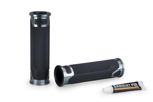 Poignées Puig 22271Y en aluminium anodisé titane et caoutchouc pour moto