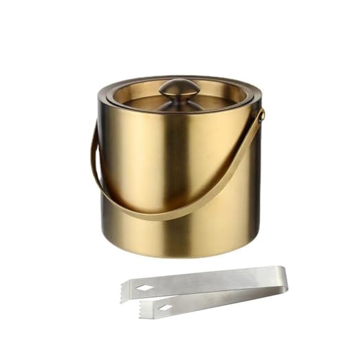 Isolierter Eiskübel mit Deckel & Zange, 2L Edelstahl Weinkühler für Partys und Bars, hält Getränke länger kalt, ideal für Cocktails und Unterhaltung
