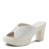 PATRIZIA Women's LAVINA Slide Sandals - Platform Heel with Crystal Embellishments, Cushioned Insole for Comfort BONE EU 37 / US 6.5-7