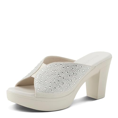 PATRIZIA Women's LAVINA Slide Sandals - Platform Heel with Crystal Embellishments, Cushioned Insole for Comfort BONE EU 37 / US 6.5-7