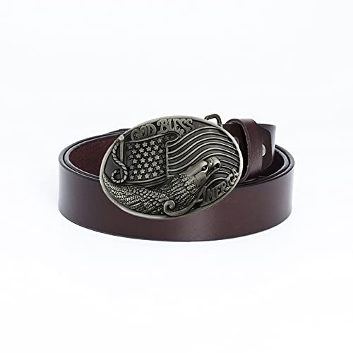 JINGMEIQQ Hebilla De Águila Ovalada Cinturones De Cuero Jeans para Hombres Cinturones Casuales Popular Cintura De Vaquero Accesorios De Ropa Masculina Correa, Cinturón Marrón, 110Cm (43.3 Pulgadas) Cover