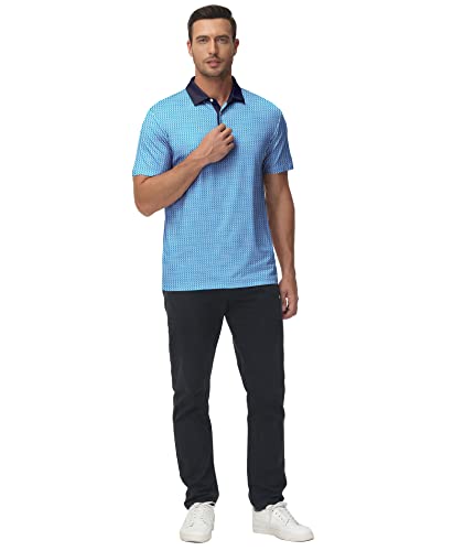V Valanch Mens Polo Shirts Golf Polo Shirts For Men Moisture Wicking Polo Shirt Geometric Print Shirt #TOP1