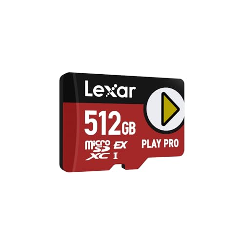 Lexar Play Pro Carte MicroSDXC Express 512Go, Jusqu’à 900MB/s Lecture, 600MB/s Écriture, optimisé pour Le Gaming, A2, 4K, Haute Vitesse pour Consoles Portables, Switch, appareils de Jeu Portables