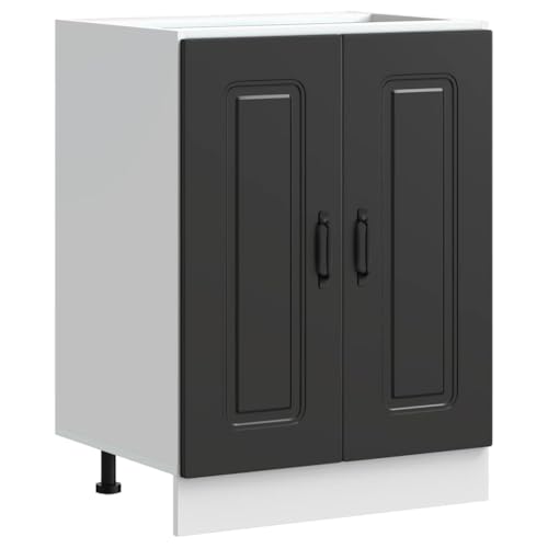 vidaXL Meuble Bas pour évier Kalmar Noir 60x46x81,5 cm Bois ingénierie