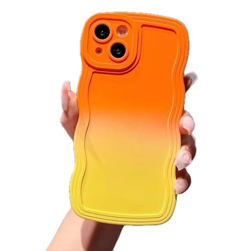 Rnrieyta Miagon Gradient Vague Coque pour iPhone 15 Pro Max,Mignon Cadre Ondulé Bouclé Etui Silicone Antichoc Esthétique Housse Souple TPU Full Caméra Protection