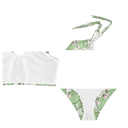 Image of Wusikd Pink Bows Girls Swimsuits Two Piece Hearts Ribbons Swimwear Bikini Set for for Girls Size 11-12T
