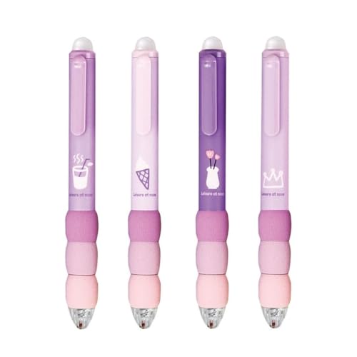 Image of Jaravik 4 Pcs Cute Gel Pens - Aesthetic Retractable Blue Ink Pens, 0.5mm, Cartoon Soft Grip, Kawaii Office & School Supplies for Girls, Boys, Women & Men