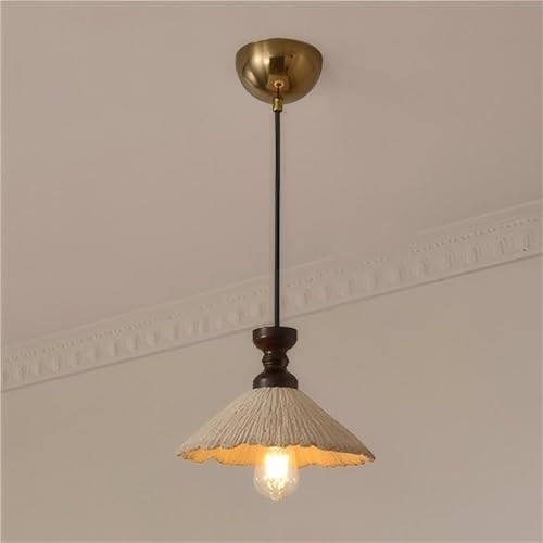 Lampe suspendue vintage en ciment gris et bois pour chambre