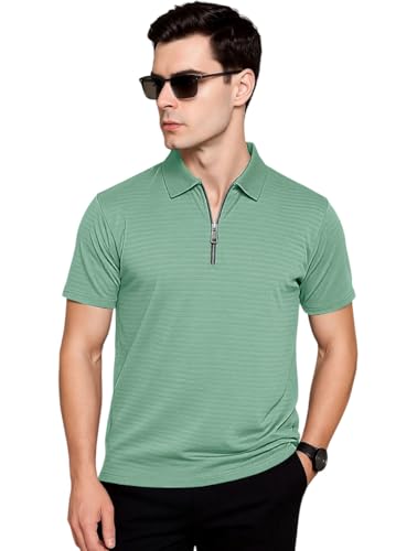 Image of Preneum Men's Polo T‑Shirt | Comfortable Rich Polycotton, Band Collar, Regular Fit | Stylish & Premium All Day Wear (Available in Plus Sizes)
