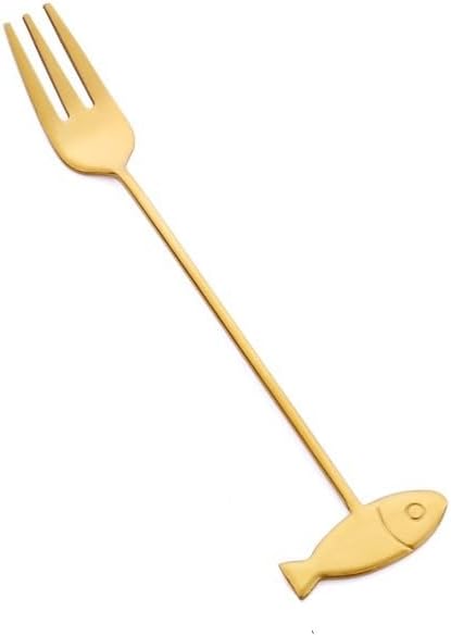 Silverware Flatware Cutlery Set, 1/4/6/8/10/12pcs Creative Mini 304 Stainless Steel Fish Fork Cutlery Set Fruit Fork(Gold,12 Pieces)