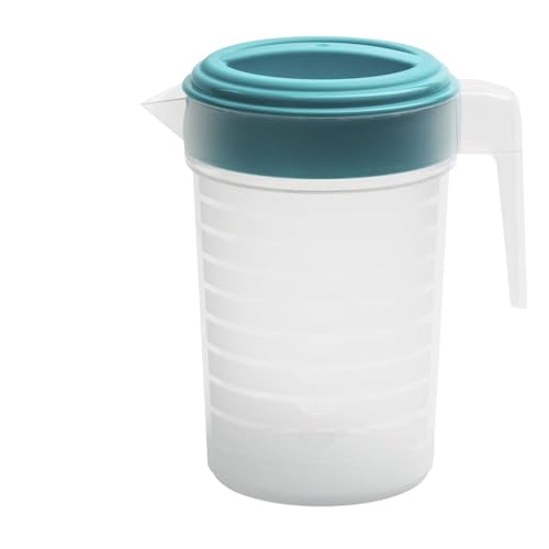 Carafe ronde en plastique avec couvercle doseur, sans BPA, 1 et 2 litres, passe au lave-vaisselle (bleu, 1 litre)