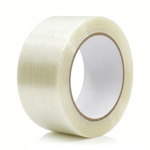 Image of Strapping Tape 2 Inch x 35 Yards 1 Rolls, Heavy Duty Tape for Cargo, Clear Packing Tape Reinforced with Mono Fiberglass, 5.5 Mil Thick Filament Tape, Strong Packaging Tape & Fiber Tape