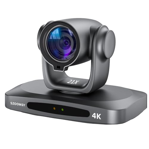 SZOOMSY Cámara PTZ 4K 21X con zoom óptico, HDMI, 3G-SDI, USB, transmisión IP POE, seguimiento automático, cámara PTZ para sala de conferencias para servicios de iglesia, culto, educación, YouTube
