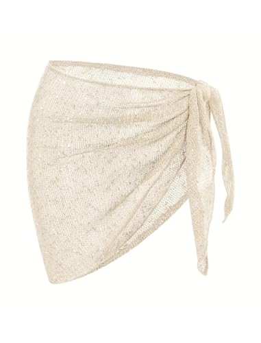 Image of ZAFUL Sarong Coverups for Women Tie Side Bathing Suit Cover Up Mini Skirt | One Size Fits Everybody, Multi-wear Styling, Zig Zag Crochet Openwork, Texture, Floral, Stars, Striopes Swimwear Coverup
