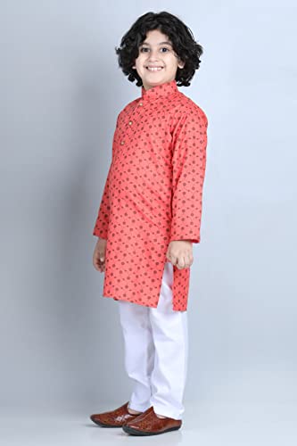 Image of Ethnic Wear Cotton Floral Printed Kurta Pajama Set For Boys