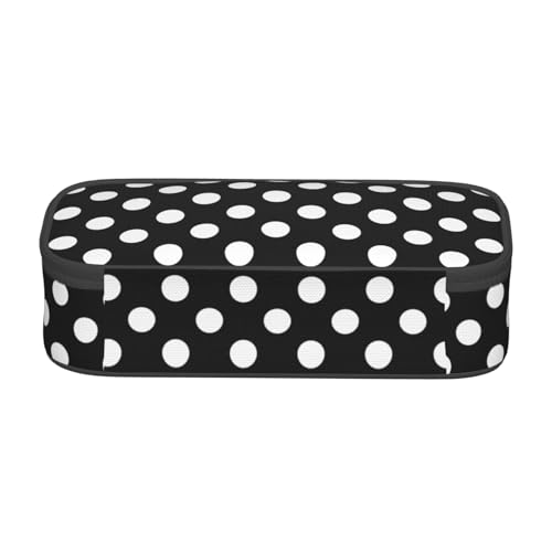 Image of Black White Polka Dot Pencil Case Organizer Big Capacity Pencil Pouch Stationery With Zipper School Supplies Pencil Bag For Girls Boys Office, j56tsd