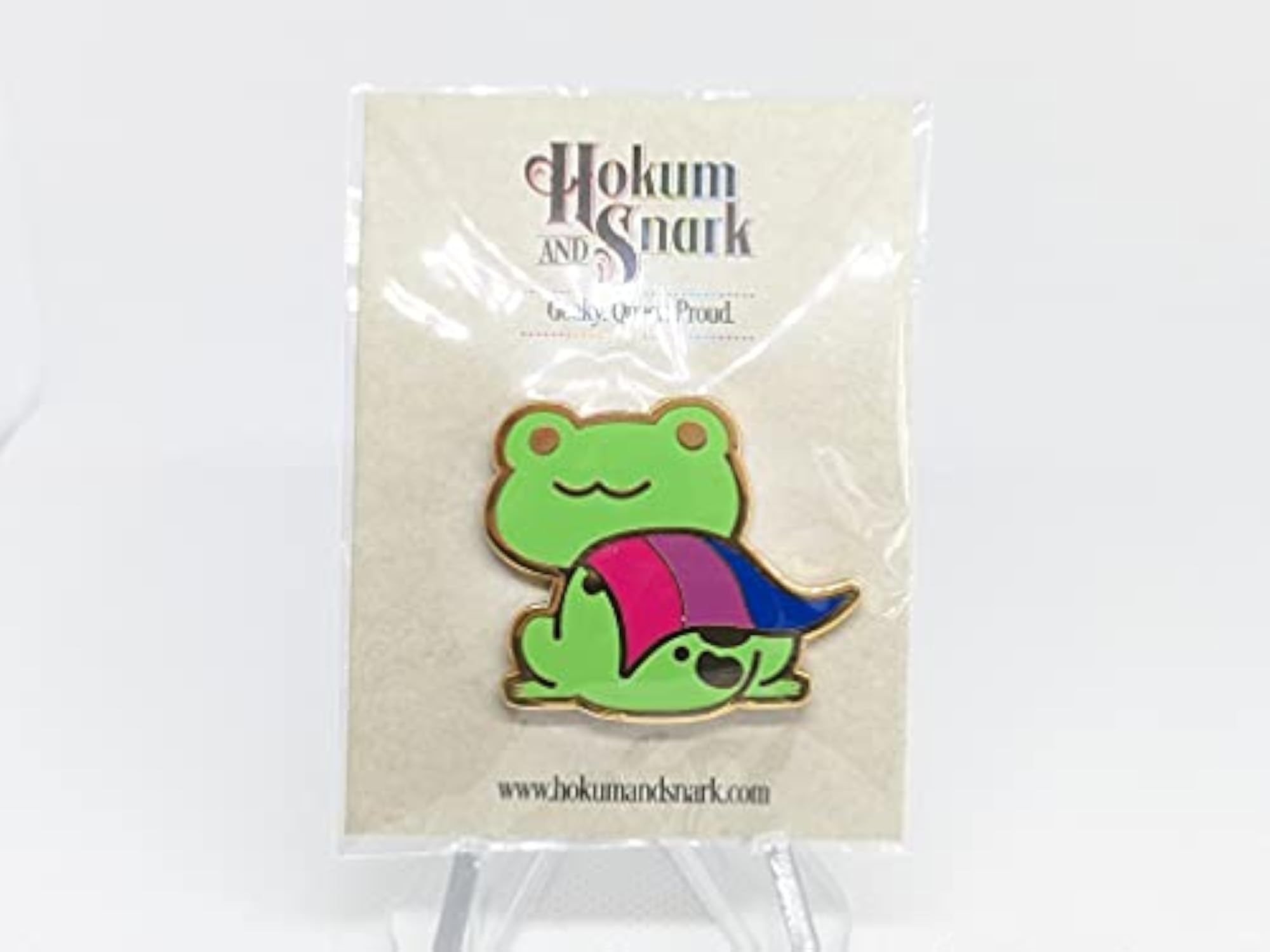 Bisexual Pride Chibi Superhero Frog Enamel Pin, Subtle Pride Jewelry