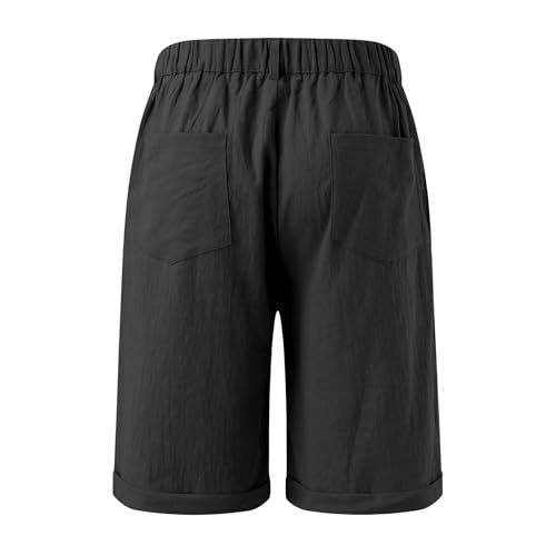 Pantalones Cortos Lino Hombre 3X-Large Negro miniatura 5