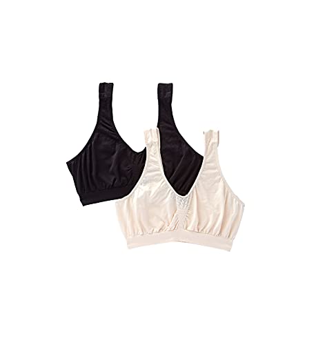 Image of Bali Women's Microfiber Bralette Pack, Comfort Revolution Seamless T-Shirt Bra, Crop Top Bralette, 2-Pack