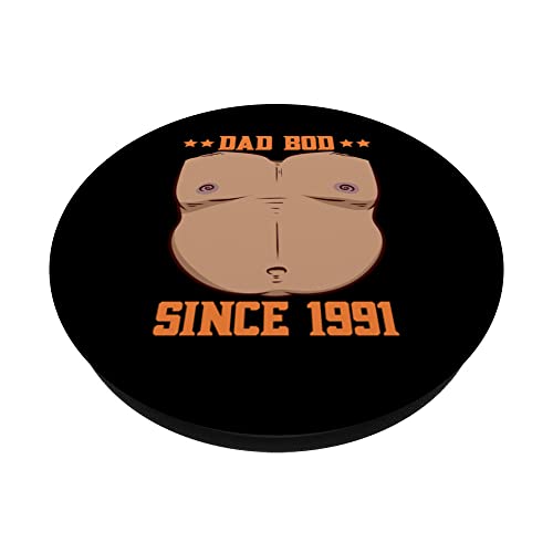 Dad Bod Since 1991 Father's Day Beer Belly PopSockets Swappable PopGrip, Black - Image 2