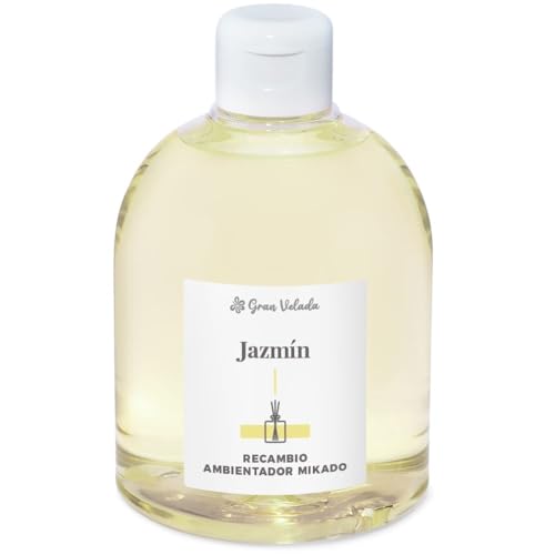 Gran Velada - Recambio Ambientador Mikado Jazmín| Pack de Recargas para Difusor Rellenable de Aromas Duraderos en el Hogar, Oficina y Coche | 500 ml