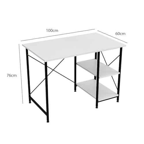 FURLAY Plank Office Desk and Study Table | 1 Year Warranty | Metal and Century Engineered Wood Desk for Adults & Students | DIY (White)