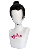 OSIASWIG Black Straight Short Wig with Ponytail for Geto Suguru Cosplay From Anime Jujutsu Kaisen Synthetic Heat-Resistant Hair
