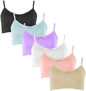 Popular Girl's Adjustable Seamless Cami Bra with Removable Padding - 6 Pack