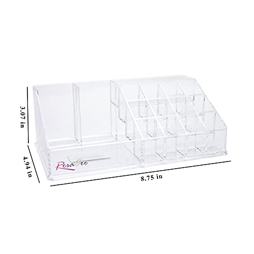 ROSAORO Bathroom Counter or Dresser Cosmetics, Jewelry and Brushes Cosmetic Organizer Storage Large 3Colors Clear, Gold and Pink (Gold)