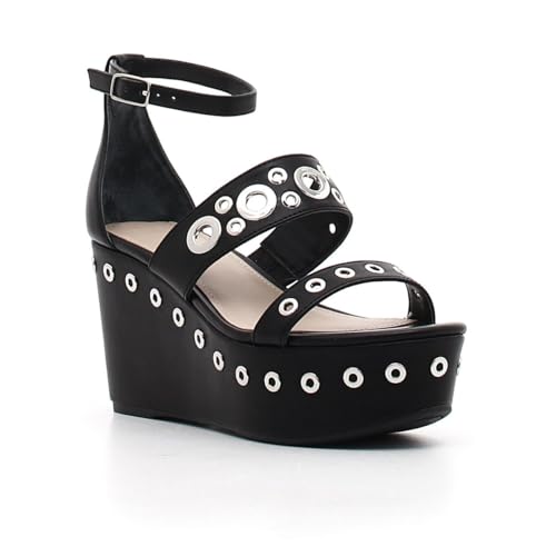 GUESS, FLNIO1ELE03, Zapatos de tacón de cuña tachuelas moda moda, Negro , 38 EU GUESS, FLNIO1ELE03, Zapatos de tacón de cuña tachuelas moda moda, Negro , 38 EU