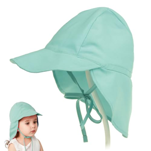 IKOPFLN Sombrero de Sol Infantil con protección UV UPF 50+ para niñas y niños Sombrero de Playa de Verano con Correa Ajustable para la Barbilla y Solapa para el Cuello, Talla pequeña 44-48 (rosa)