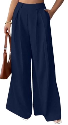 Image of Aahwan Solid High Waist Straight Korean Loose Pleated Wide Leg Trouser for Women's & Girl's