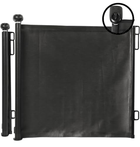 Curify® Rollbares Treppenschutzgitter – 80x130 cm Ausziehbares Sicherheitsgitter für Baby und Haustier – Robustes Kinder- und Haustierschutzgitter – Installation ohne Bohren (Black, Regular)