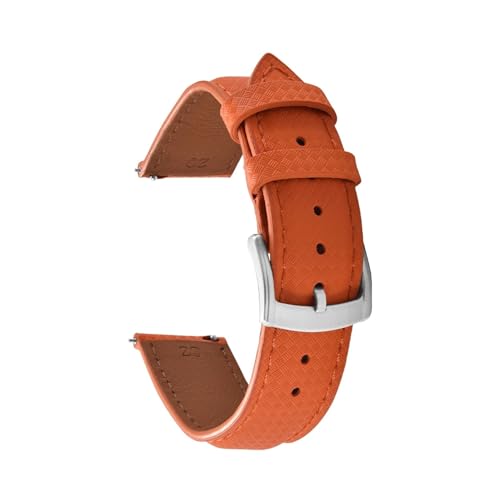 Bracelet de montre caoutchouc FKM et cuir orange, le confort stylé du bureau au sport