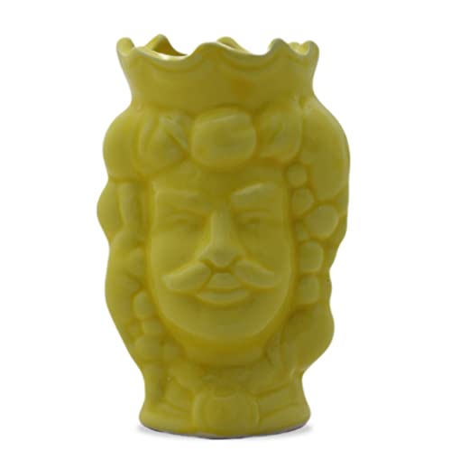 100% Artigianale Generico Testa di moro in porcellana di Capodimonte uomo giallo passione re 11 cm artigianale Forever fatto a mano originale da personalizzare