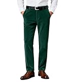 Wemaliyzd Men Casual Corduroy Work Cargo Pants Elastic Waist Suit Trousers FZ130-TR(Dark Green,44W32L)