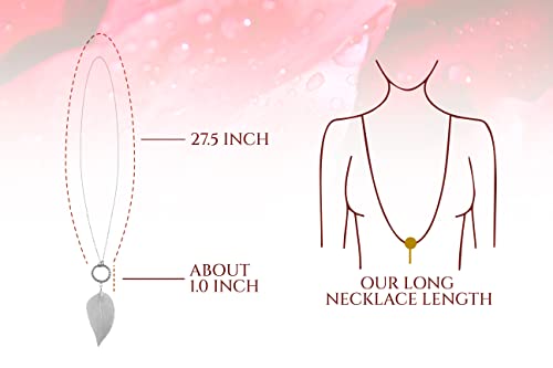 Bermeio Silver Leaf Long Necklace For Women. Circle Pendant & Leaf. Gift For Her. Birthday Gifts For Women. #TOP6