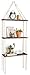 Mkono Macrame Wall Hanging Shelf 3 Tier Wood Floating Shelves with Cute Woven Rope Boho Room Decor Display Photos Plant Hanging Storage Shelves for Bathroom, Bedroom, Living Room, Nursery